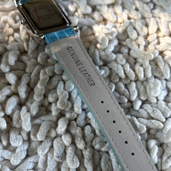 New BIJOUX TERNER Blue Silver Blue Tint Crystal Frame Leather Watch - Picture 7 of 10